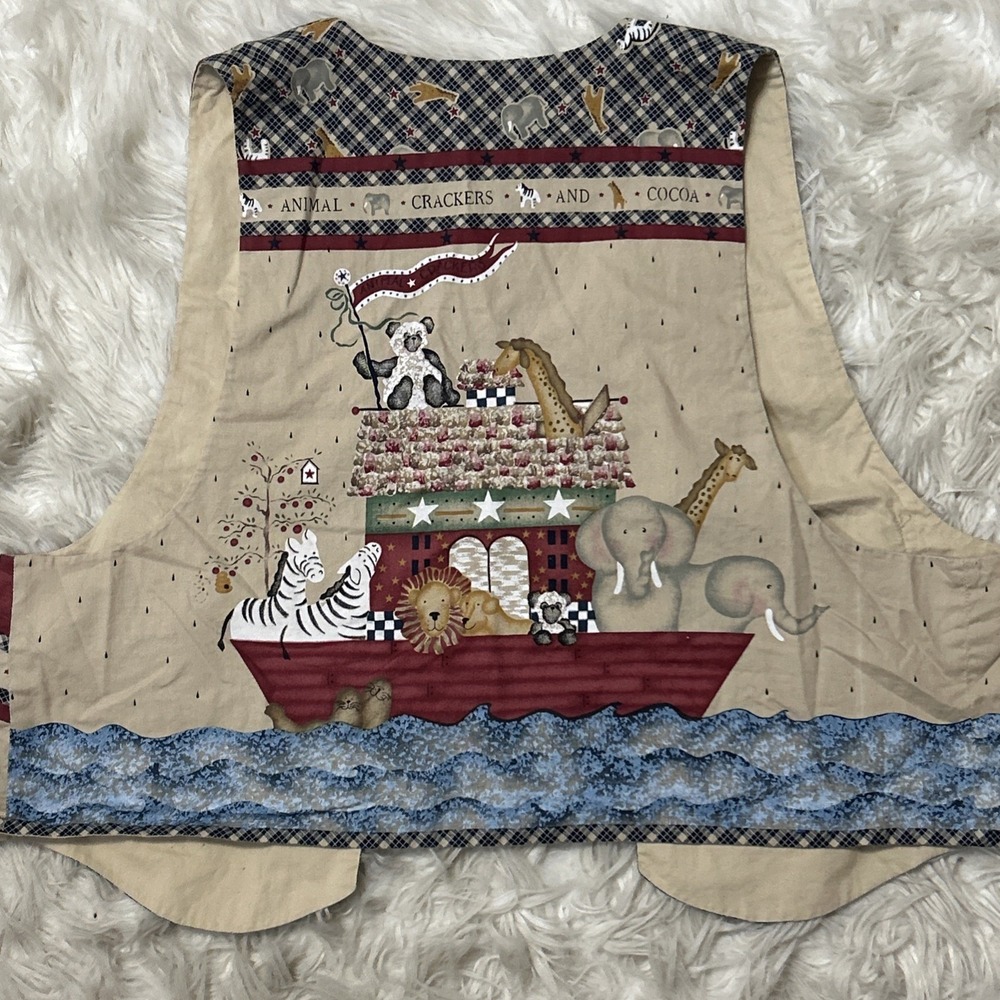 Noah's Ark Handmade Open Vest‎ Sleeveless Animal Bible Grandma Granny Primitive